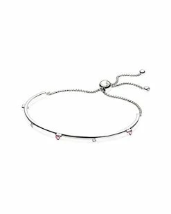 Pandora Silver & CZ Explosion Of Love Adjustable Bar Bracelet Women