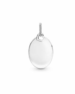 Pandora Silver Engravable Oval Tag Pendant Necklace Women