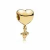 Pandora 14K Over Silver Heart & Bee Dangle Charm Women