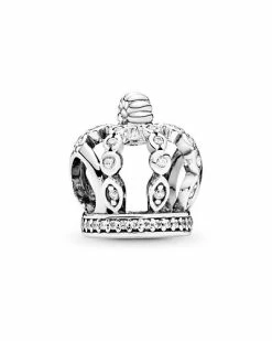 Pandora Silver CZ Openwork Crown Charm Women
