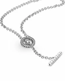 Pandora Silver CZ T-Bar Heart Necklace Women -Pandora Sales Store 6030220099 RLLD 4