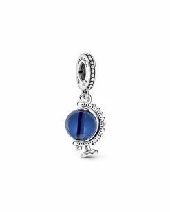 Pandora Silver CZ Blue Globe Dangle Charm Women