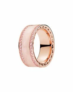 Rose CZ Enamel Hearts Of Pandora Ring Women