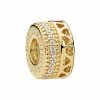 18K Over Silver CZ Hearts Of Pandora Charm Women