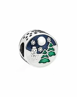 Pandora Silver Enamel Snowy Wonderland Charm Women