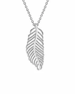 Pandora Silver CZ Light As A Feather Pendant Necklace Women
