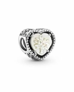 Pandora Love & Hearts Silver CZ Openwork Heart & Family Tree Charm Women