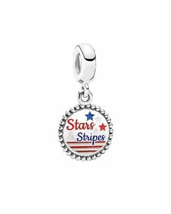 Pandora Silver Enamel Stars And Stripes Dangle Charm Women