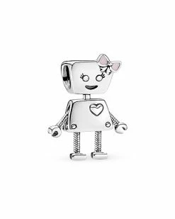 Pandora Moments Silver Robot Girl Charm Women