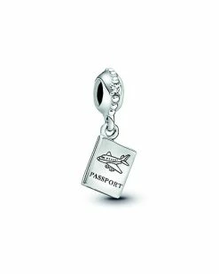 Pandora Moments Silver CZ Passport Dangle Charm Women