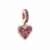 Pandora Moments 14K Rose Gold Plated CZ Heart Dangle Charm Women