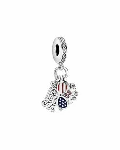 Pandora Moments Silver CZ USA Dangle Charm Women