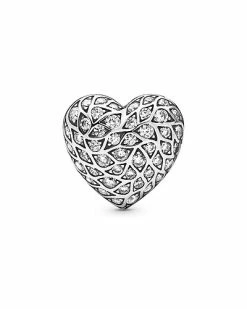 Pandora Silver CZ Sparkling Heart Single Stud Earring Women