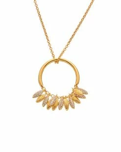 Pandora Shine 18K Plated CZ Circle Of Seeds Necklace Women