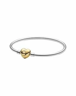 Pandora Moments 14K & Silver Plated Heart Bangle Bracelet Women