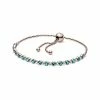 Pandora 14K Rose Gold Plated Crystal Slider Bracelet Women