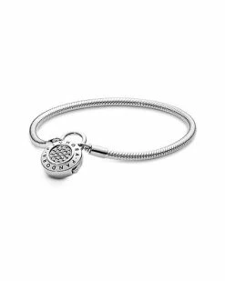 Pandora Moments Silver CZ Snake Chain Bracelet Women