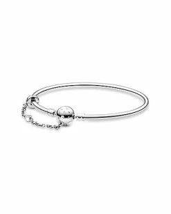 Pandora Moments Silver CZ Chain Bangle Bracelet Women