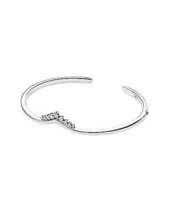 Pandora Silver CZ Tiara Bangle Bracelet Women