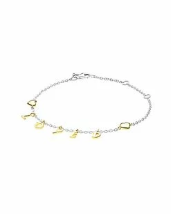 Pandora Shine 18K Over Silver & Silver Loved Script Bracelet Women