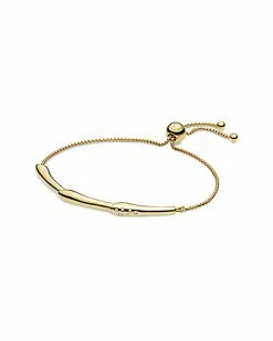 Pandora Shine 18K Over Silver CZ Flower Stem Slider Bracelet Women