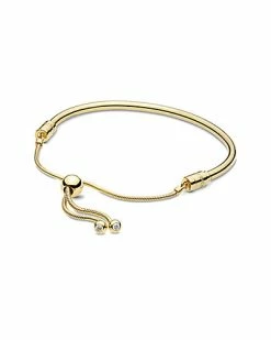 Pandora Shine Charm Carrier Moments 18K Over Silver Flower Stem Slider Bracelet Women