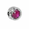 Pandora Silver CZ Sparkling Cerise Pink Crystal Snowflake Charm Women