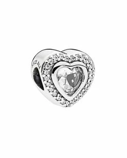 Pandora Silver CZ Sparkling Clear Heart Charm Women