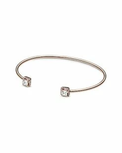 Pandora 14K Rose Gold Plated CZ Square Bangle Bracelet Women