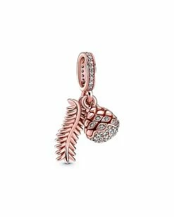 Pandora Moments 14K Rose Gold Plated CZ Pine Cone Charm Women