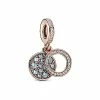 Pandora Moments 14K Rose Gold Plated CZ Circle Charm Women