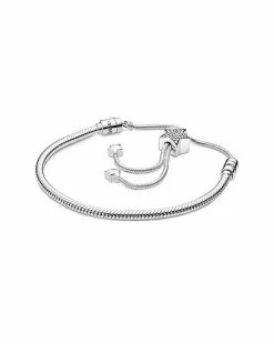 Pandora Moments Silver CZ Snake Chain Bracelet Chain Women