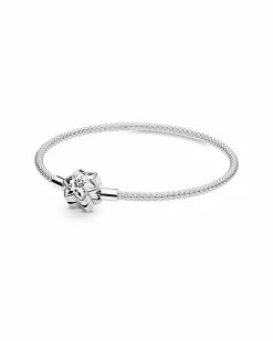 Pandora Moments Silver CZ Mesh Snowflake Bracelet Women