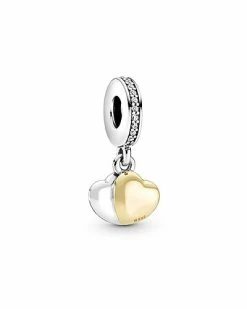 Pandora Moments 14K & Silver CZ Heart Dangle Charm Women