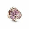 Pandora Moments 14K Rose Gold Plated Crystal Leaf Charm Women