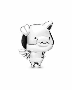 Pandora Moments Silver Pig Wings Charm Women