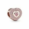 Pandora Moments 14K Rose Gold Plated Crystal Heart Charm Women