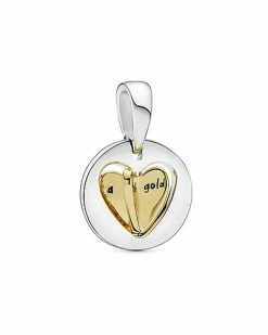 Moments Pandora Shine & Silver Spinning Heart Dangle Charm Women