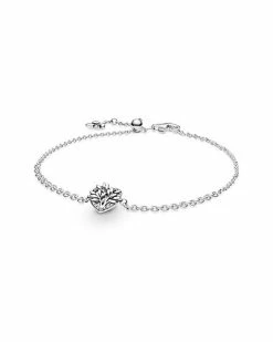 Pandora Moments Silver CZ Family Tree Bracelet Chain Women