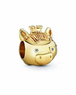 Pandora Moments 14K Plated CZ Chinese Zodiac Horse Charm Women