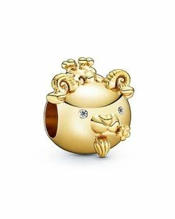 Pandora Moments 14K Plated CZ Chinese Zodiac Goat Charm Women