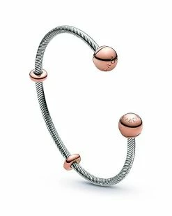 Pandora Moments 14K Rose Gold Plated & Silver Interchangeable End Cap Bangle Bracelet Women 6 Pandora Moments 14K Rose Gold Plated & Silver Interchangeable End Cap Bangle Bracelet Women -Pandora Sales Store 6030540424 RLLD 3