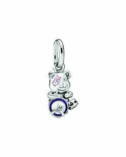 Pandora Moments Silver CZ Punk Teddy Bear Charm Women