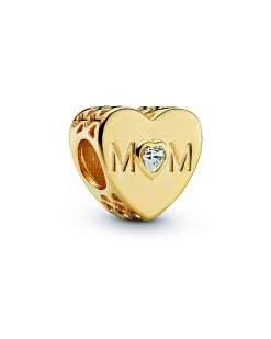 Pandora Moments 14K Plated CZ Mum Heart Charm Women