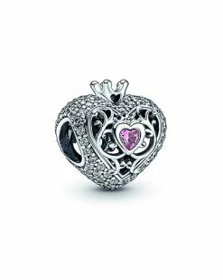 Pandora Sales Store 10 Pandora Moments Silver CZ Heart & Crown Charm Women