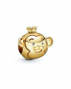 Pandora Moments 14K Plated CZ Chinese Zodiac Monkey Charm Charm Women