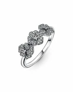 Pandora Moments Silver CZ Pansy Ring Women
