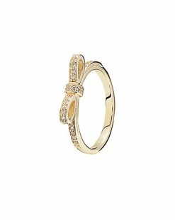 Pandora Sales Store 32 Pandora Sparkling Bow 14K CZ Ring Women