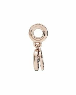 Pandora 14k Rose Gold Plated CZ Sparkling Blue Disc Double Dangle Charm Women -Pandora Sales Store 6030609465 RLLD 3