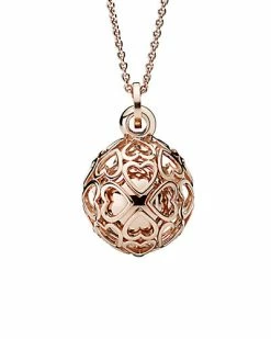 Pandora Rose 14K Rose Gold Plated Chiming Filigree Hearts Pendant Necklace Women